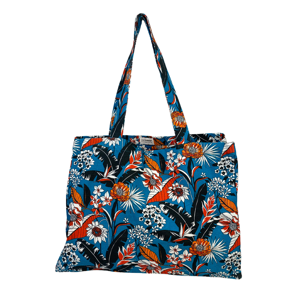 Market Tote in Blue Botanical – Collective Heart