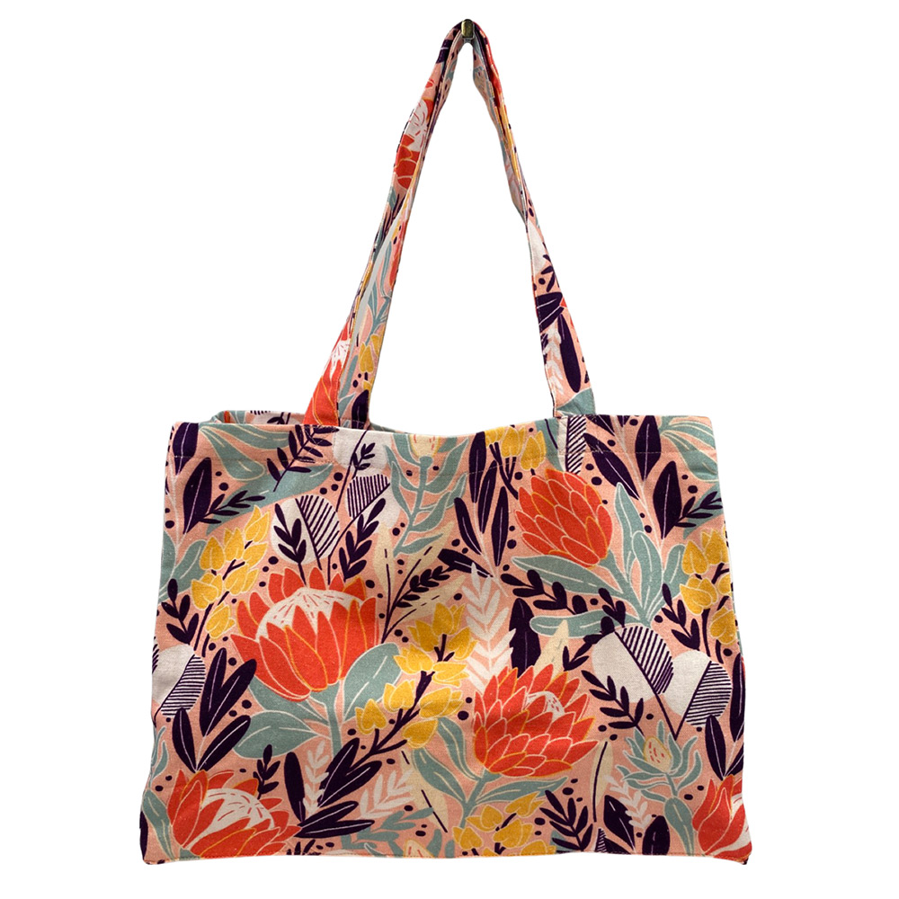 Market Tote in Peach Protea – Collective Heart