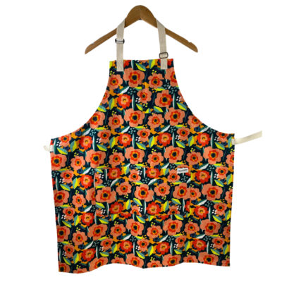 Organic Cotton Apron in Blooming Poppies