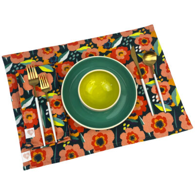 Organic Cotton Placemats - Blooming Poppies - Set of 2