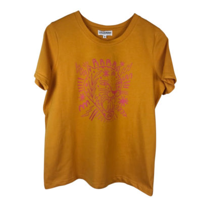 T-Shirt - Marigold with Coral Tiger Face